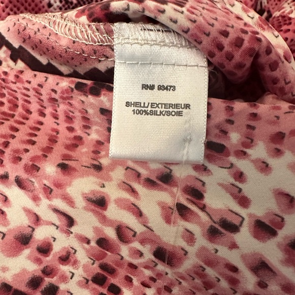 NEW Pure Amici Red Snakeskin 100% Silk Long Sleeve Blouse Luxury Boutique Brand - Picture 4 of 6